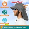 UPF 50+ Wide Brim Sun Hat with Neck Flap (Gray)