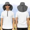 UPF 50+ Wide Brim Sun Hat with Neck Flap (Gray)