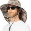 UPF 50+ Wide Brim Sun Hat with Neck Flap (Gray Camo) | Fishing & Hiking