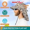 UPF 50+ Wide Brim Sun Hat with Neck Flap (Gray Camo) | Fishing & Hiking