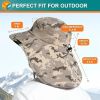 UPF 50+ Wide Brim Sun Hat with Neck Flap (Gray Camo) | Fishing & Hiking