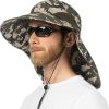 UPF 50+ Wide Brim Sun Hat with Neck Flap (Green Camo)