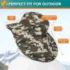 UPF 50+ Wide Brim Sun Hat with Neck Flap (Green Camo)