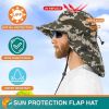 UPF 50+ Wide Brim Sun Hat with Neck Flap (Green Camo)