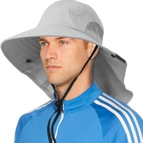UPF 50+ Wide Brim Sun Hat with Neck Flap (Light Gray)