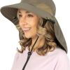 UPF 50+ Wide Brim Sun Hat with Neck Flap (Olive)-Hiking & Fishing