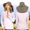UPF 50+ Wide Brim Sun Hat with Neck Flap (Olive)-Hiking & Fishing