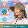 UPF 50+ Wide Brim Sun Hat with Neck Flap (Olive)-Hiking & Fishing