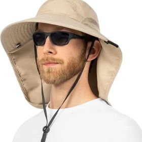 UPF 50+ Wide Brim Sun Hat with Neck Flap (Tan)