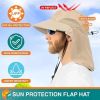 UPF 50+ Wide Brim Sun Hat with Neck Flap (Tan)