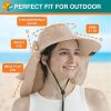 UPF 50+ Wide Brim Sun Hat with Neck Flap & Accent Bow (Tan)
