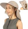 UPF 50+ Wide Brim Sun Hat with Neck Flap & Accent Bow (Tan)