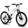 24" Mountain Bike for Teenagers, Girls & Women – Shimano 21 Speeds, Dual Disc Brakes, 100mm Suspension – White/Pink