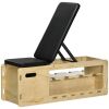 Wooden Adjustable Weight Bench with Dumbbell Rack & Resistance Bands