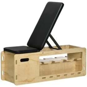 Wooden Adjustable Weight Bench with Dumbbell Rack & Resistance Bands
