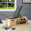 Wooden Adjustable Weight Bench with Dumbbell Rack & Resistance Bands