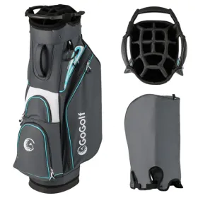 14-Way Golf Cart Bag – Waterproof Zippers & Cooler Pocket (Gray + Blue) (Option: Defaulttitle)