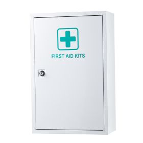 3-Shelf Wall Mounted First Aid Cabinet – 1,000 Piece Metal Emergency Box (Option: White)