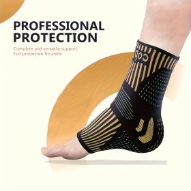 1 Pair Copper Ankle Support Sleeves – Unisex Arch & Heel Stabilization (Option: M)