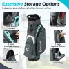 14-Way Golf Cart Bag – Waterproof Zippers & Cooler Pocket (Gray + Blue)