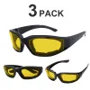 3-Pack Night Vision Motorcycle Goggles | Yellow Lens Windproof