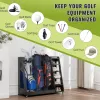 Gray Wooden Golf Bag Storage Rack – Dual Bag Organizer for Home & Garage