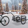 88 lbs Capacity Foldable Bike Cargo Trailer | Black Tow Cart