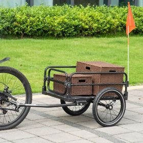 Bike Cargo Trailer with Suspension – 16" Wheels, Triple Safety, 88 lb Load (Option: Black-725x210x565 mm)