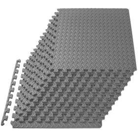 Diamond Plate Exercise Puzzle Mat 1/2-in (Option: 1/2-in, Gray, 48 Sq Ft - 122-)