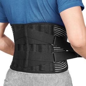 Unisex Double Pull Lumbar Support Belt (Color: Black, size: M for waist 75-95cm)
