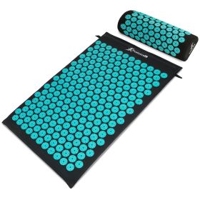 Acupressure Mat and Pillow Set (Option: Black-Aqua)