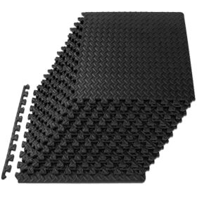 Diamond Plate Exercise Puzzle Mat 1/2-in (Option: 1/2-in, Black, 48 Sq Ft - 122-)