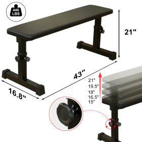 Heavy Duty Flat Weight Bench with 5 Levels (Option: Black)