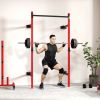 Folding Squat Rack Wall Mounted Pull Up Bar Red
