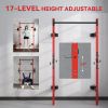 Folding Squat Rack Wall Mounted Pull Up Bar Red