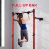 Folding Squat Rack Wall Mounted Pull Up Bar Red