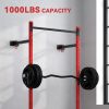 Folding Squat Rack Wall Mounted Pull Up Bar Red