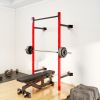 Folding Squat Rack Wall Mounted Pull Up Bar Red