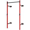 Folding Squat Rack Wall Mounted Pull Up Bar Red
