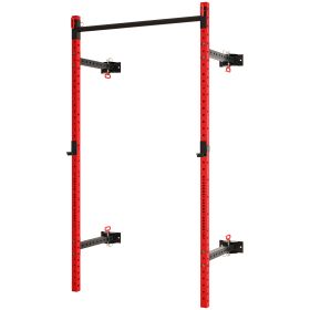 Folding Squat Rack Wall Mounted Pull Up Bar Red (Option: Red-2370x160x180 mm)
