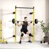 Folding Squat Rack Wall Mounted Pull Up Bar Yellow