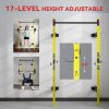 Folding Squat Rack Wall Mounted Pull Up Bar Yellow