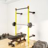 Folding Squat Rack Wall Mounted Pull Up Bar Yellow