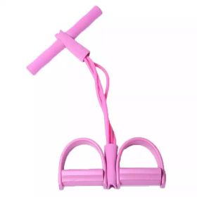 4-Tube Foot Pedal Resistance Band Exercise Equipment (Color: Pink)