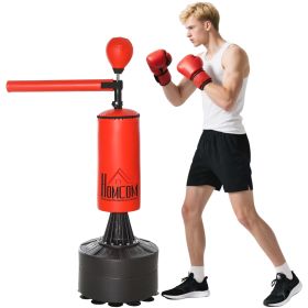 Freestanding Boxing Bag with Speed Ball & Rotating Bar (Option: Black, Red-880x280x280 mm)