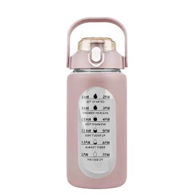 Glass Sports Water Bottle w/ Straw & Time Marker - Gym Bottle (Capacity: 32OZ, Color: COFFEE)