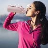 Glass Sports Water Bottle w/ Straw & Time Marker - Gym Bottle