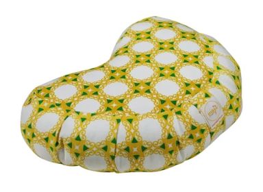 Halfmoon Zafu Yoga Pillow | 100% Cotton Meditation Cushion (Color: Yellow Green Tile)