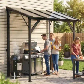 Hardtop Grill Gazebo 8x5 – Wall Leaning Steel & Aluminum BBQ Canopy (Option: Defaulttitle)