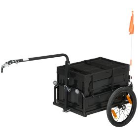 Bike Cargo Trailer with Galvanized Bottom & Removable Crate (Option: Black-675x253x510 mm)